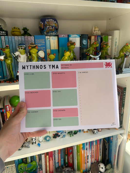 A4 Pad Cynllunio Wythnos Cymraeg (Welsh Weekly Planner Pad)