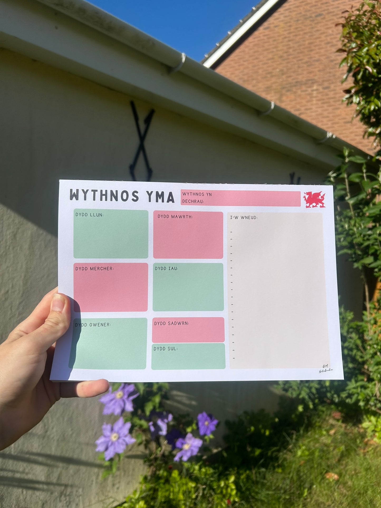 A4 Pad Cynllunio Wythnos Cymraeg (Welsh Weekly Planner Pad)