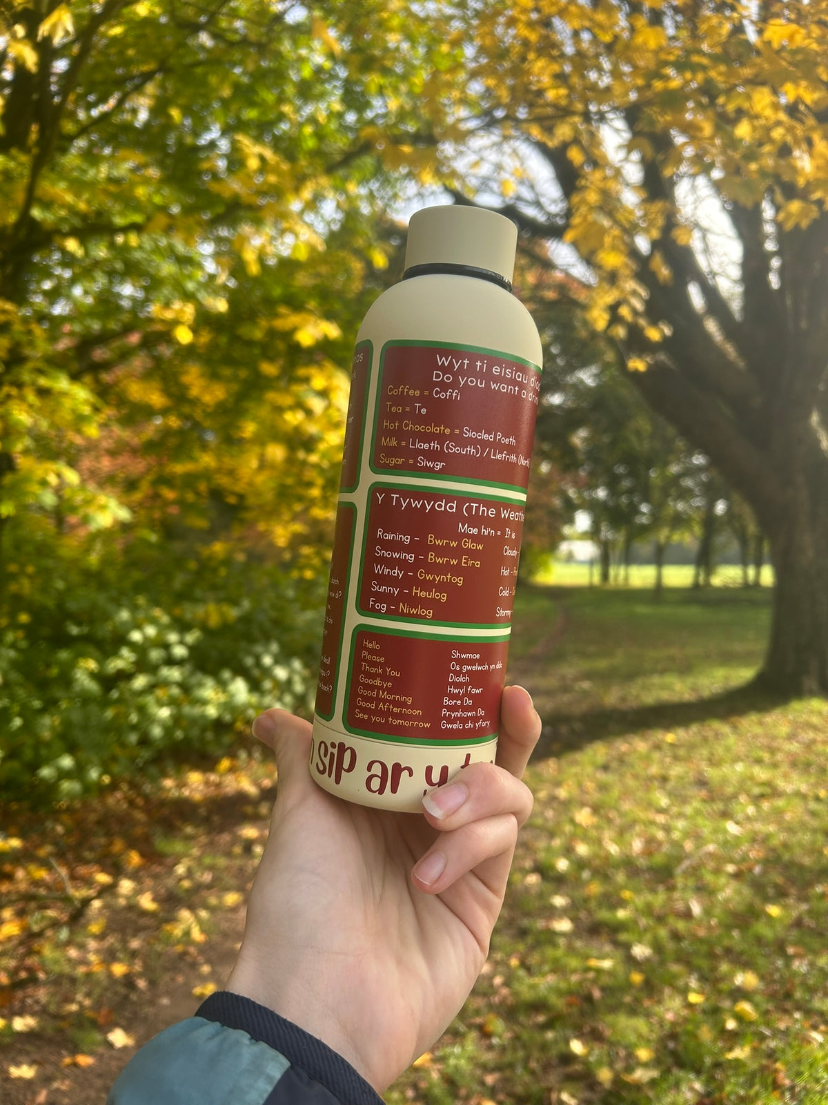 Cymraeg ar Botel - Double Walled Insulated BPA Free Welsh Water Bottle