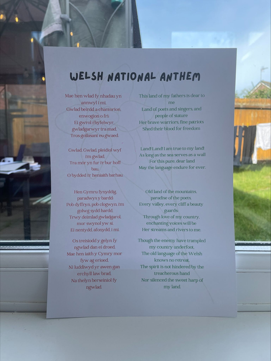A4 Welsh National Anthem Print